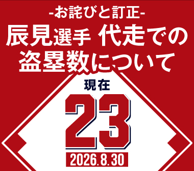 辰見選手のシーズン代走盗塁数の記録についてお詫びと訂正